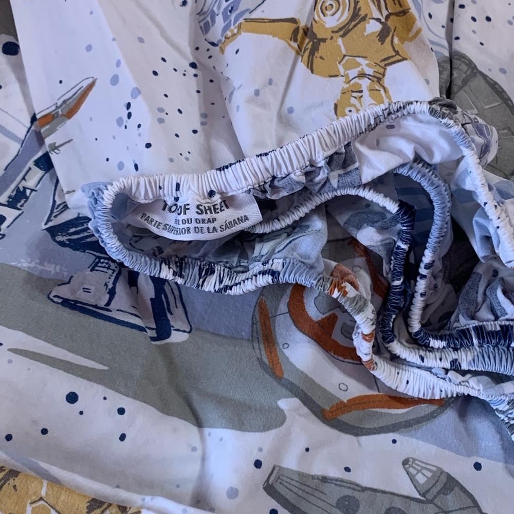 Pottery Barn Kids Star Wars Sheet Set in White, Blue, Gray, Orange - Picture 5 of 8